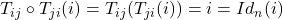 T_{ij}\circ T_{ji}(i)=T_{ij}(T_{ji}(i))=i=Id_{n}(i)